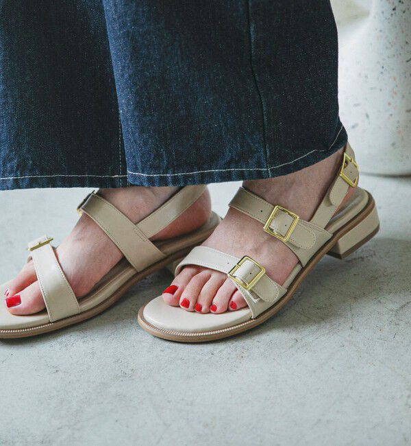 quaranciel「《予約》quaranciel: 2ストラップ ベルト サンダル」|サンダル|ベージュ