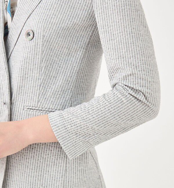 TOMORROWLAND collection「シルキーサッカー ダブルブレストライトジャケット」|テーラードジャケット|