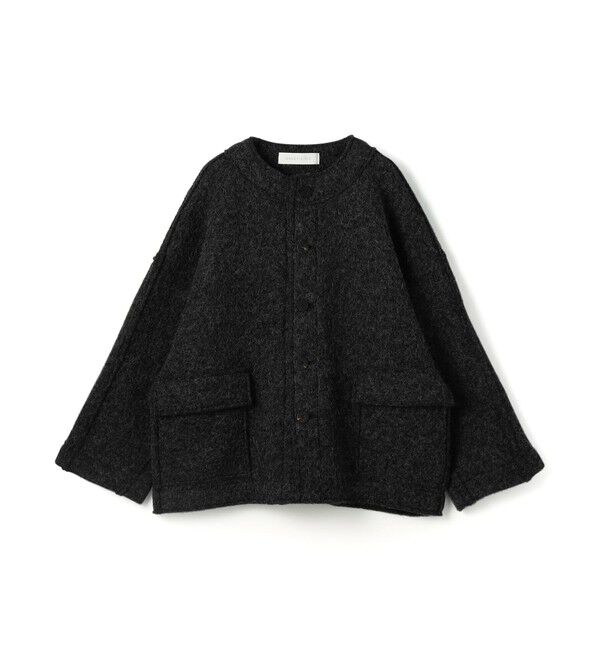 GALERIE VIE「シープジャージー クルーネックジャケット」|ノーカラージャケット|17 チャコールグレー