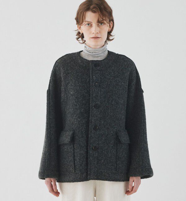 GALERIE VIE「シープジャージー クルーネックジャケット」|ノーカラージャケット|