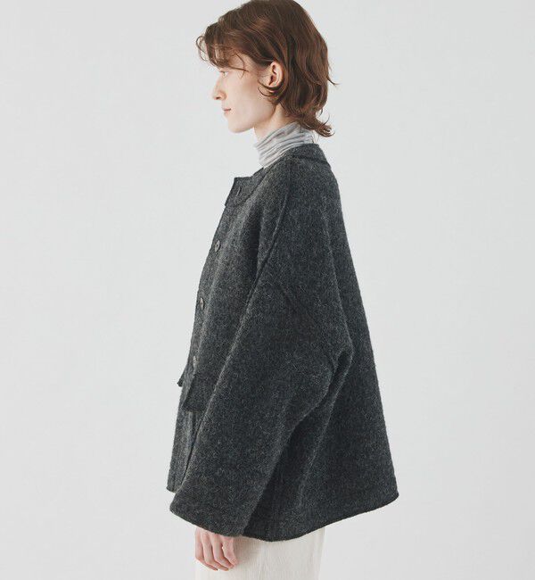 GALERIE VIE「シープジャージー クルーネックジャケット」|ノーカラージャケット|