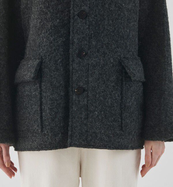 GALERIE VIE「シープジャージー クルーネックジャケット」|ノーカラージャケット|