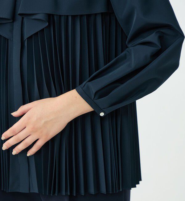 Ballsey「プリーツコンビ フロントドレープブラウス」|シャツ・ブラウス|