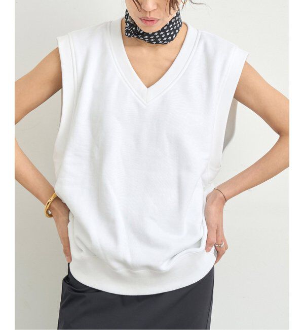 IENA「LOOPWHEELER for LOWERCASE 別注 ライトツリウラケ Vネックベスト」|ベスト・ジレ|