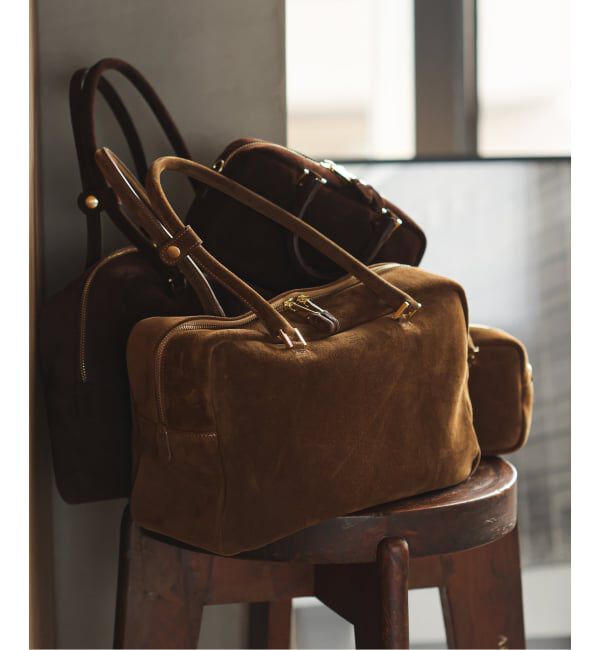 IENA「Manuel MILANO/マニュエルミラノ SUEDE BOSTON スエードボストンバッグ」|ボストンバッグ|キャメル