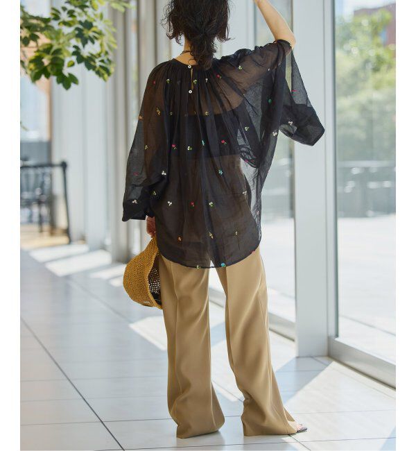 IENA LA BOUCLE「IENA LA BOUCLE フラワー刺繍ボレロブラウス」|シャツ・ブラウス|