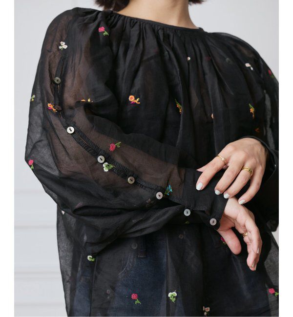 IENA LA BOUCLE「IENA LA BOUCLE フラワー刺繍ボレロブラウス」|シャツ・ブラウス|