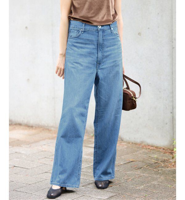 IENA「upper hights/アッパーハイツ 別注 THE LAZY OLIVIA ワイドストレートデニム」|デニム|ブルー A