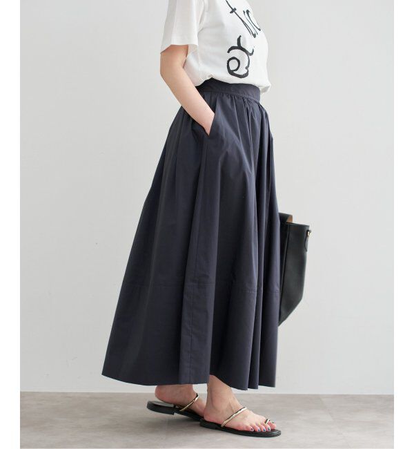 IENA「タフタトリミングスカート」|スカート|ネイビー