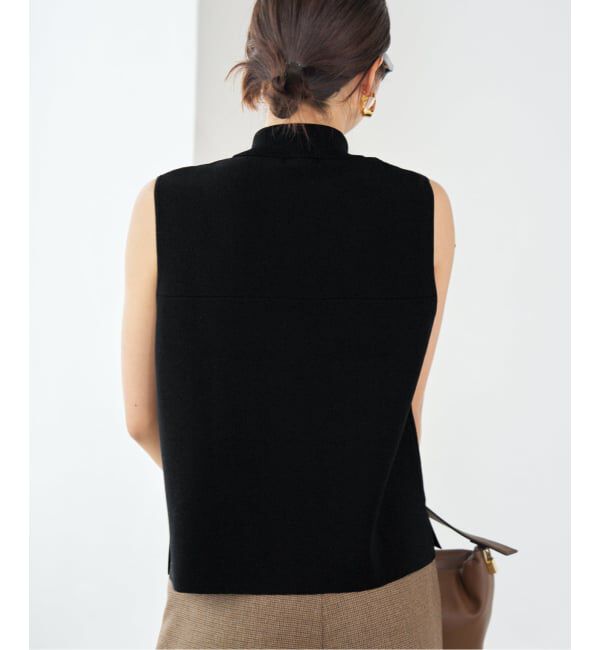 IENA「ハイツイストウールシルク 襟付きノースリーブ」|ニット・セーター|