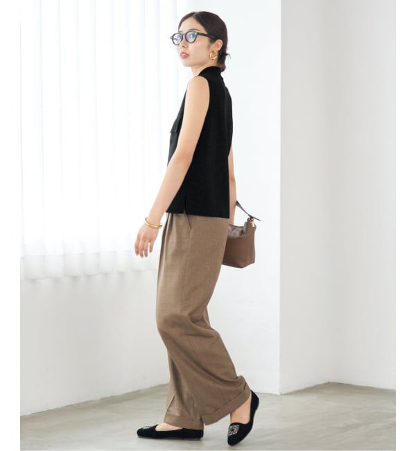 IENA「ハイツイストウールシルク 襟付きノースリーブ」|ニット・セーター|