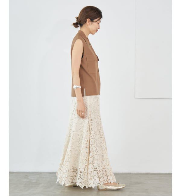 IENA「ハイツイストウールシルク 襟付きノースリーブ」|ニット・セーター|