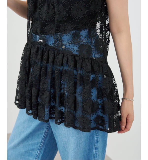 IENA「フラワーレース ペプラムブラウス」|シャツ・ブラウス|