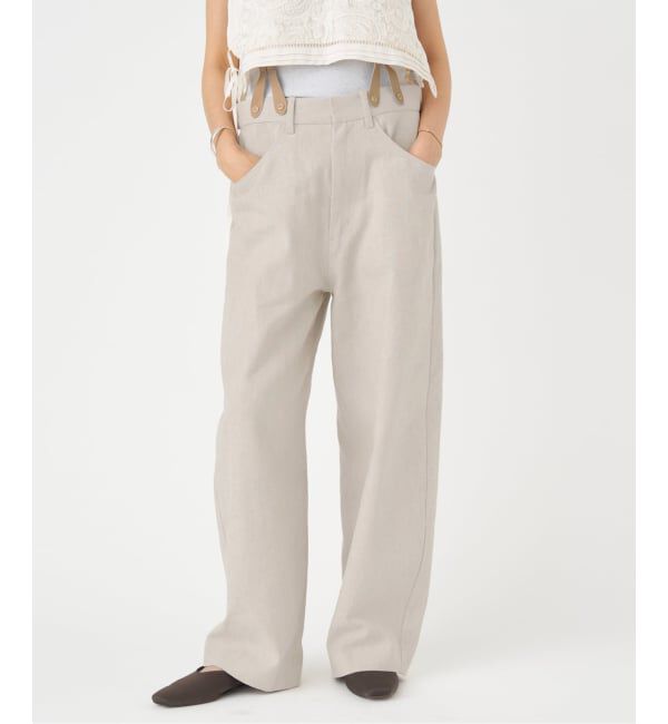 IENA「リネンコンサスペンダーワーカーズスラックス」|スラックス|ナチュラル