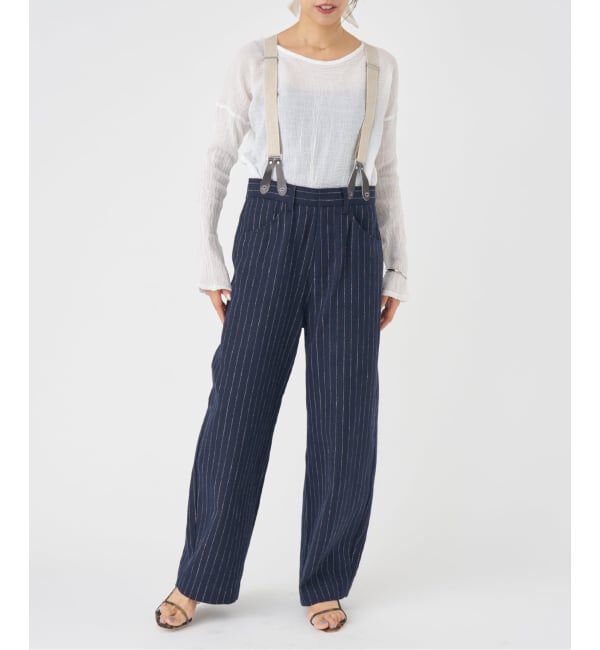 IENA「リネンコンサスペンダーワーカーズスラックス」|スラックス|