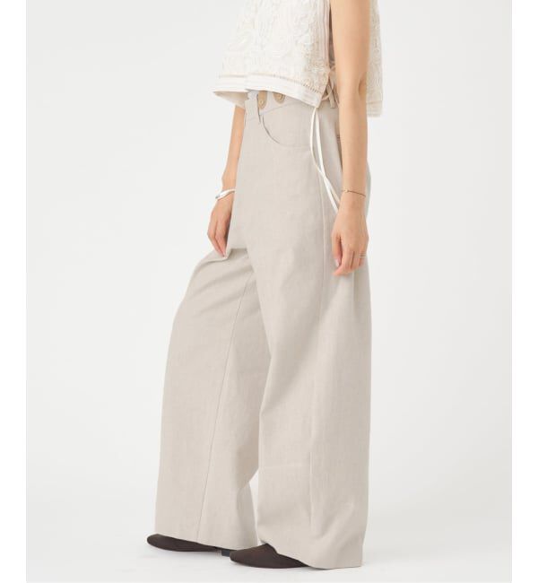 IENA「リネンコンサスペンダーワーカーズスラックス」|スラックス|