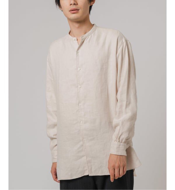 EDIFICE「ETS.MATERIAUX(マテリオ) リネン ファーマー ロングシャツ」|シャツ・ブラウス|ナチュラル