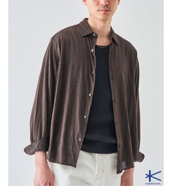 EDIFICE「《予約》Kanemasa Phil. (カネマサ フィル) 別注 28ゲージ Atmosphere Ramie シャツ」|シャツ・ブラウス|ブラウン