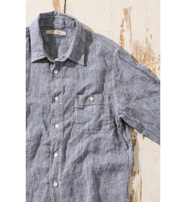 JOURNAL STANDARD「■リネンシャンブレー レザーパイピング■」|シャツ・ブラウス|ネイビー