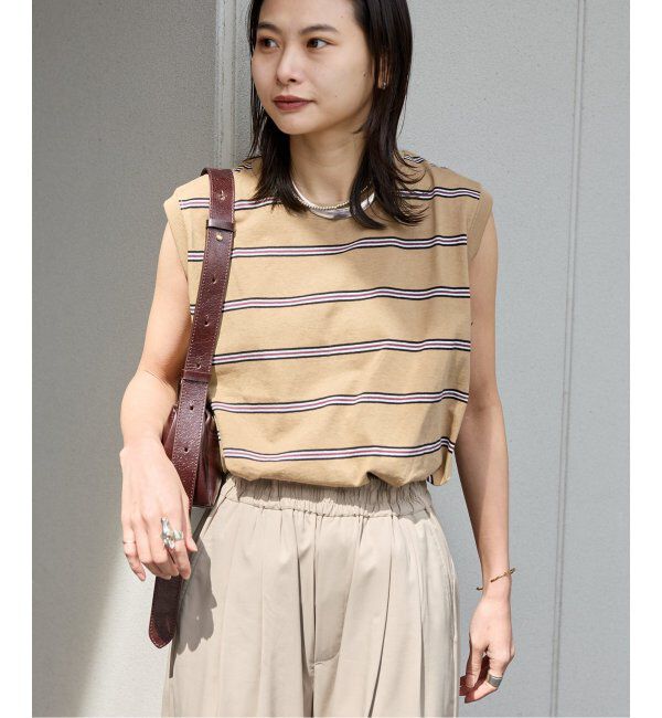 JOURNAL STANDARD「《追加4》汗ジミ防止天竺ボーダーノースリーブ」|Tシャツ・カットソー|