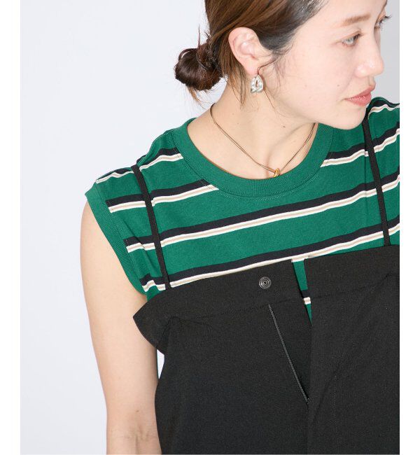 JOURNAL STANDARD「《追加4》汗ジミ防止天竺ボーダーノースリーブ」|Tシャツ・カットソー|