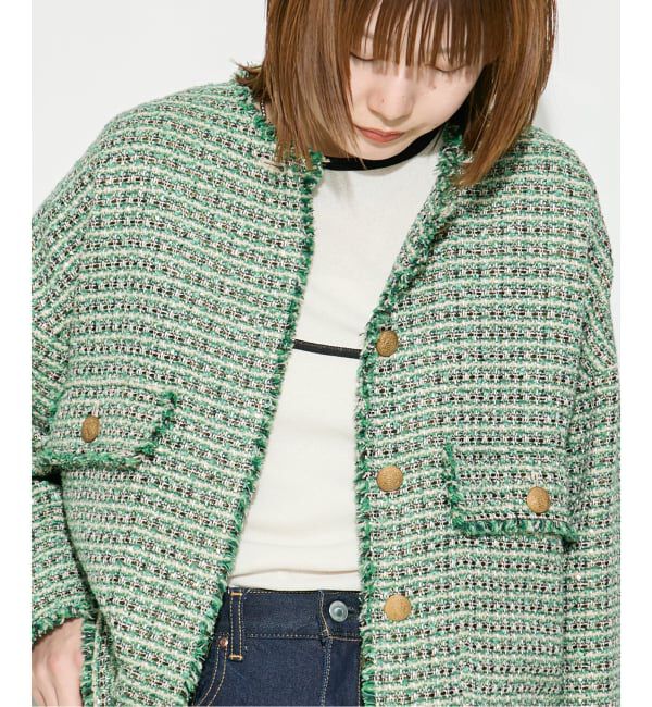 journal standard L'essage「《予約》【SP】GIOLICA TWEED ドルマンジャケット 2」|ノーカラージャケット|