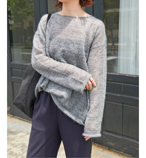 Spick and Span「《WEB限定カラー有り / 追加》ルーズモヘヤMIXボートネックニット」|ニット・セーター|グレーA