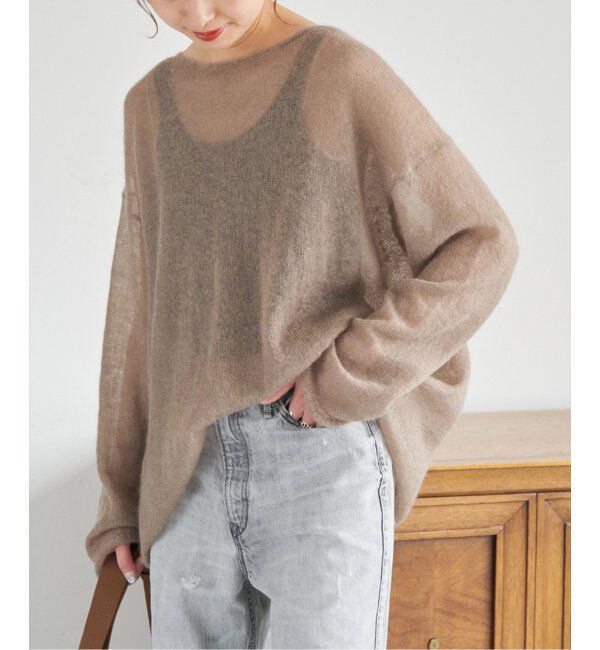 Spick and Span「《WEB限定カラー有り / 追加》ルーズモヘヤMIXボートネックニット」|ニット・セーター|ブラウン D