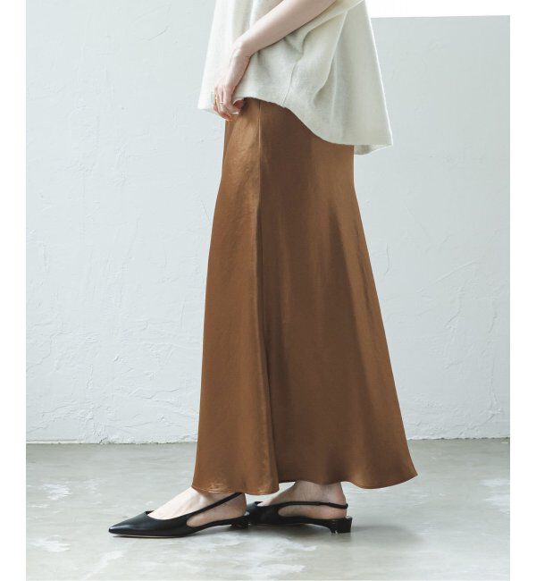NOBLE「《追加》ナローAラインサテンスカート 2」|スカート|
