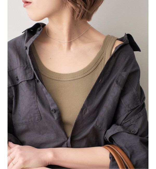 Spick and Span「《追加》甘撚テレコアメスリタンク」|タンクトップ|ベージュ A