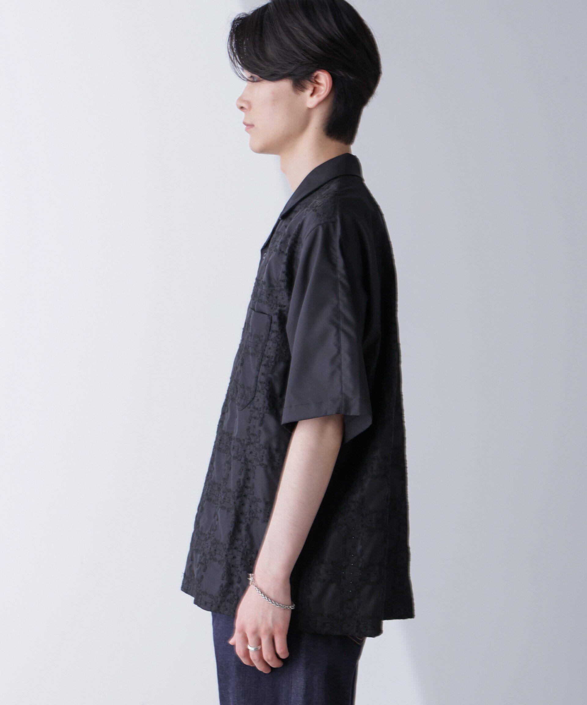 nano･universe「刺繍切替シャツ」|シャツ・ブラウス|
