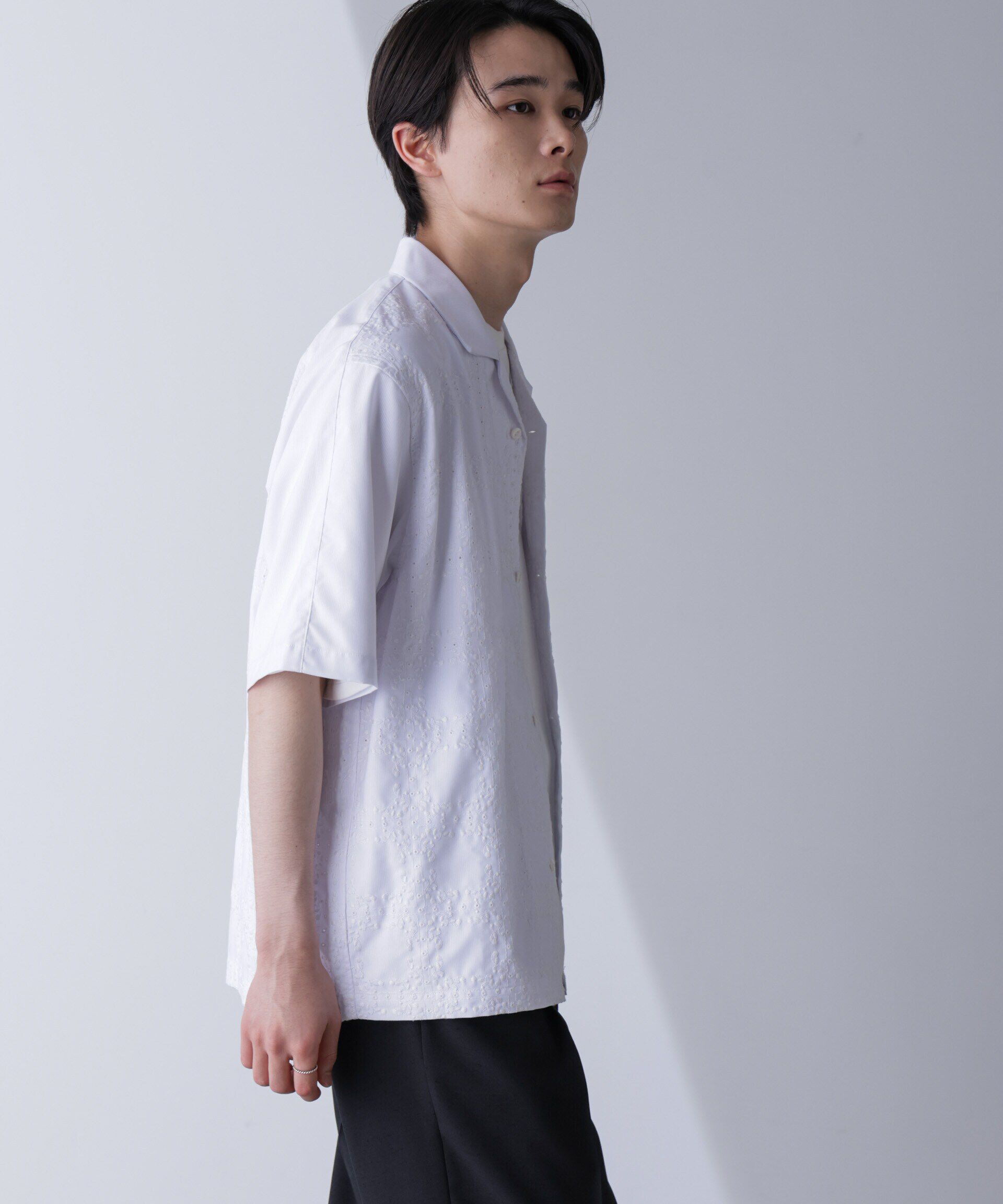 nano･universe「刺繍切替シャツ」|シャツ・ブラウス|