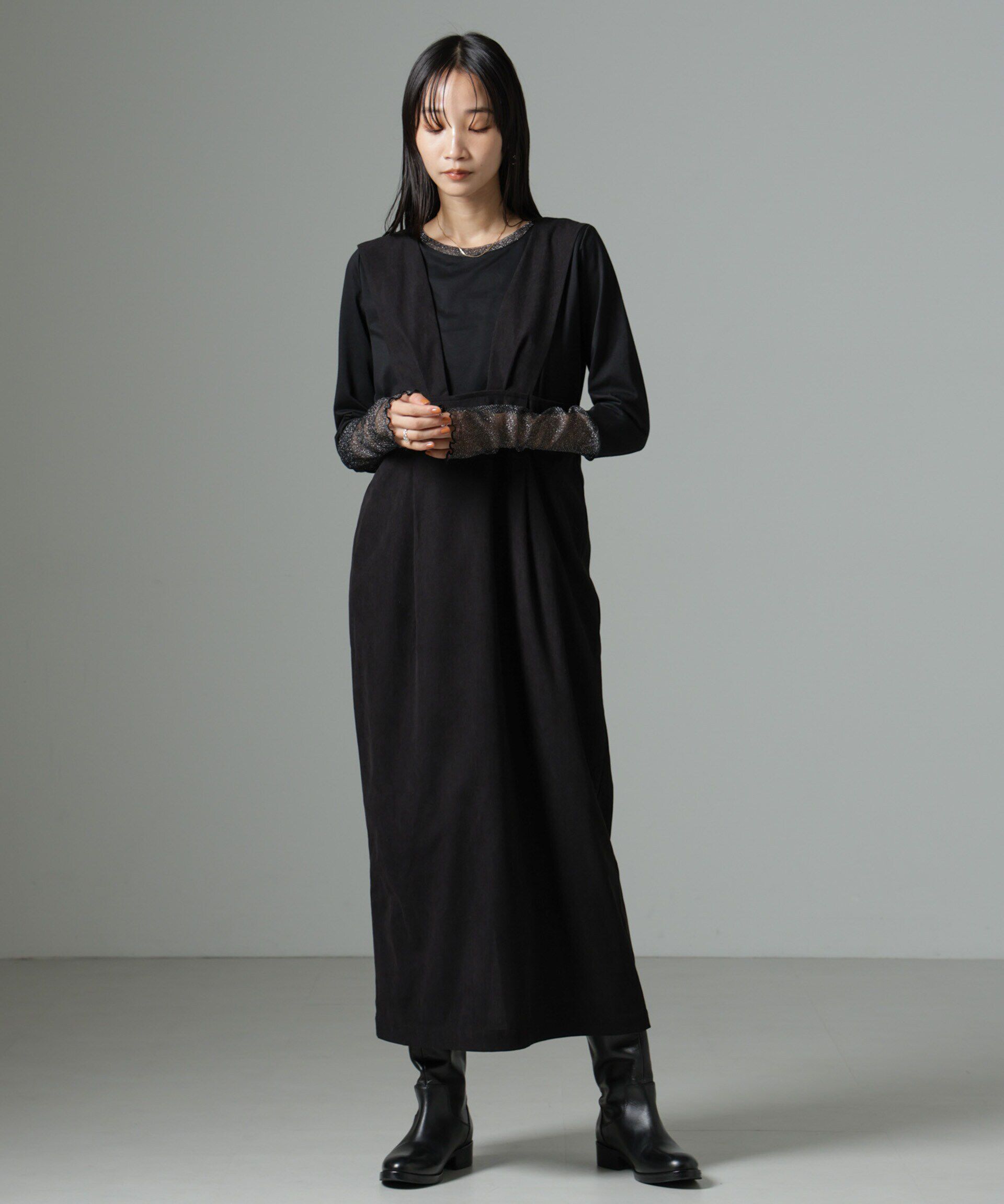 nano･universe「マイクロコールナロージャンパースカート(セットアップ可)」|ワンピース|