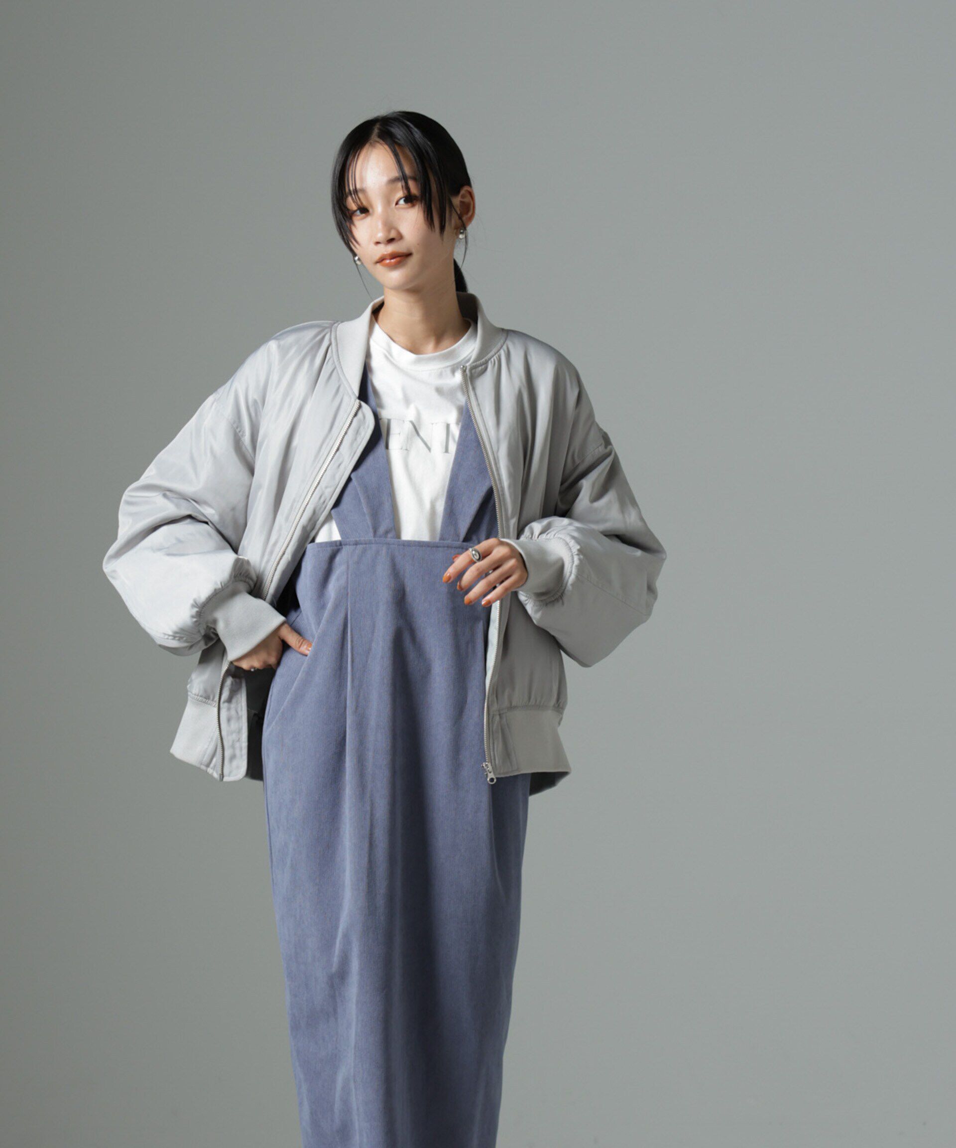 nano･universe「マイクロコールナロージャンパースカート(セットアップ可)」|ワンピース|