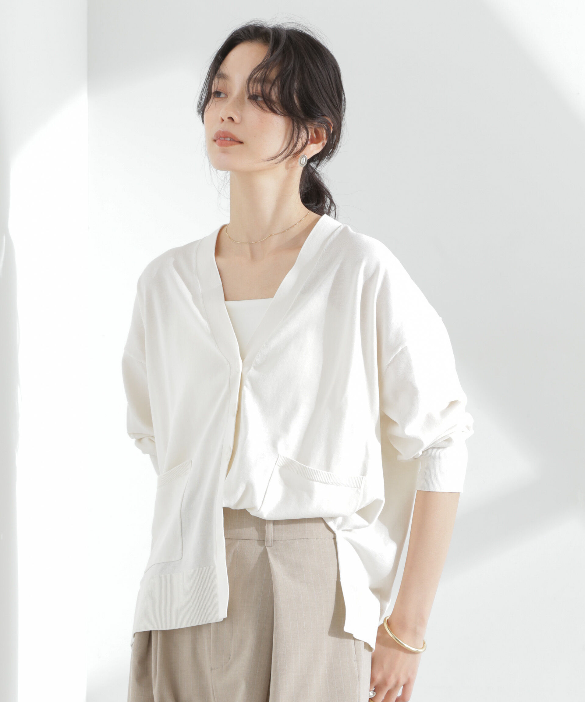 nano･universe「TEKNICO GIZAコットンオーバーカーディガン」|ニット・セーター|