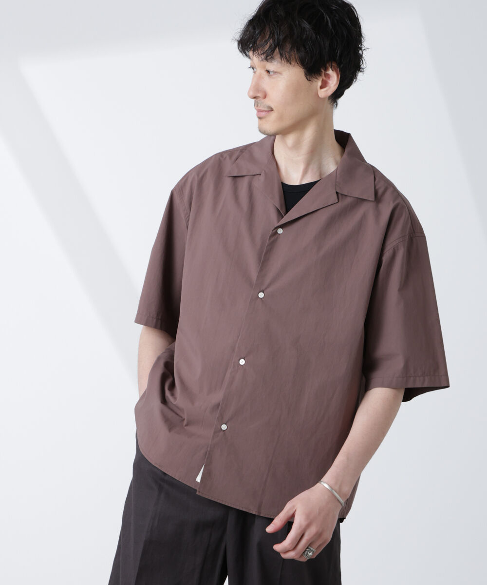 nano･universe「「大人のワイドシャツ」オープンカラー 半袖」|シャツ・ブラウス|ブラウン