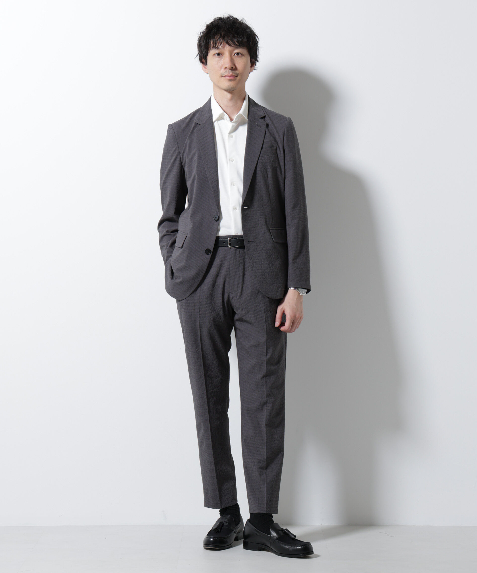 nano･universe「「Damerino」DotAir(R)サッカーストレッチセットアップ/吸水速乾」|スーツ|チャコール3