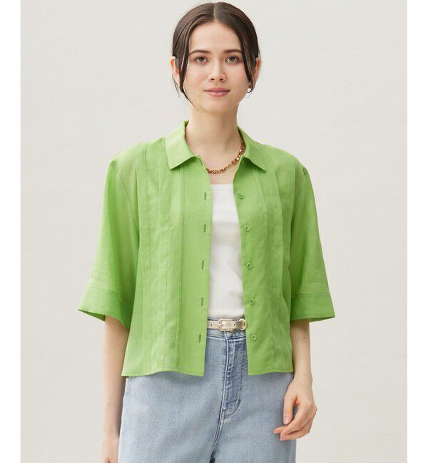 自由区「シアーラミーローンクロップド丈 ブラウス」|シャツ・ブラウス|セピア