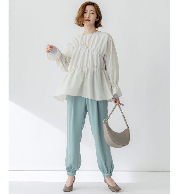 23区「【洗える】シアーコットンシルク シャーリング デザイン ブラウス」|シャツ・ブラウス|