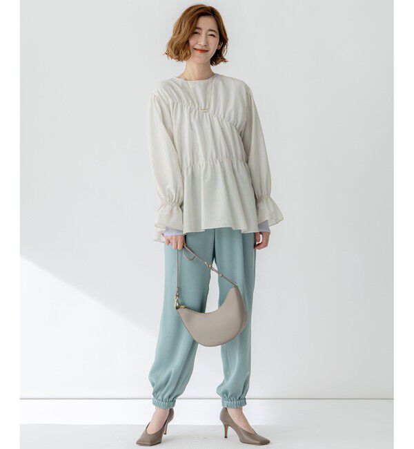 23区「【洗える】シアーコットンシルク シャーリング デザイン ブラウス」|シャツ・ブラウス|