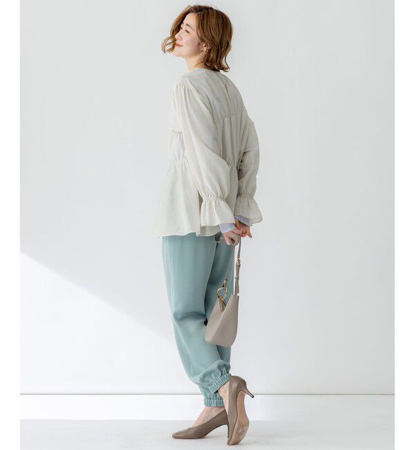 23区「【洗える】シアーコットンシルク シャーリング デザイン ブラウス」|シャツ・ブラウス|