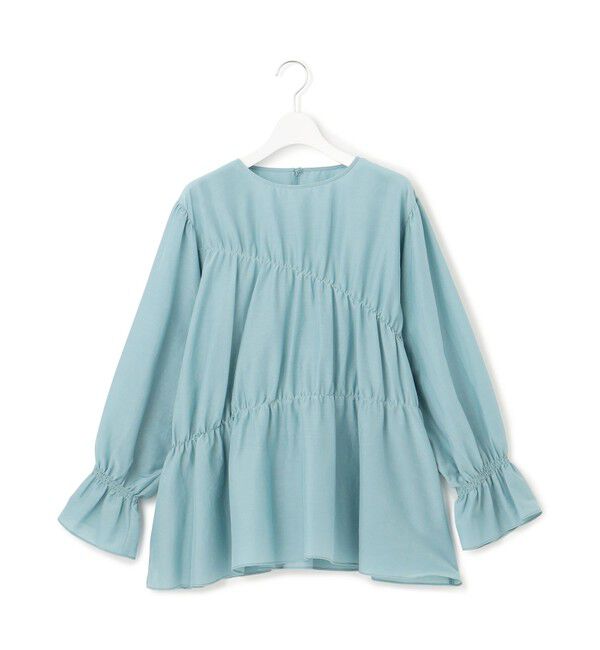 23区「【洗える】シアーコットンシルク シャーリング デザイン ブラウス」|シャツ・ブラウス|