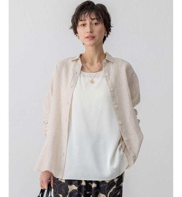 23区「LIBECO ベーシック シャツ」|シャツ・ブラウス|ベージュ
