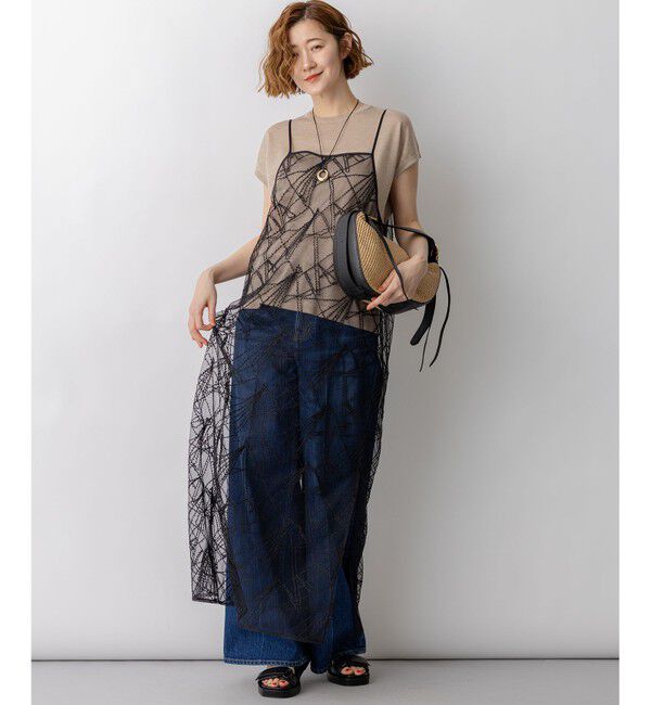 23区「刺繍レース キャミソールワンピース」|ワンピース|