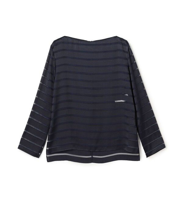 BEIGE,「HAUYNITE / ボーダーシアー ボートネックブラウス」|シャツ・ブラウス|