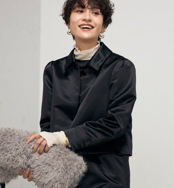 NOLLEY'S「《セットアップ対応》ウォッシャブルサテン衿付きジャケット」|ブルゾン・スタジャン|