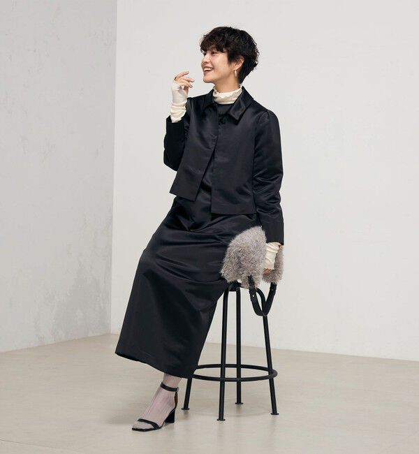 NOLLEY'S「《セットアップ対応》ウォッシャブルサテン衿付きジャケット」|ブルゾン・スタジャン|