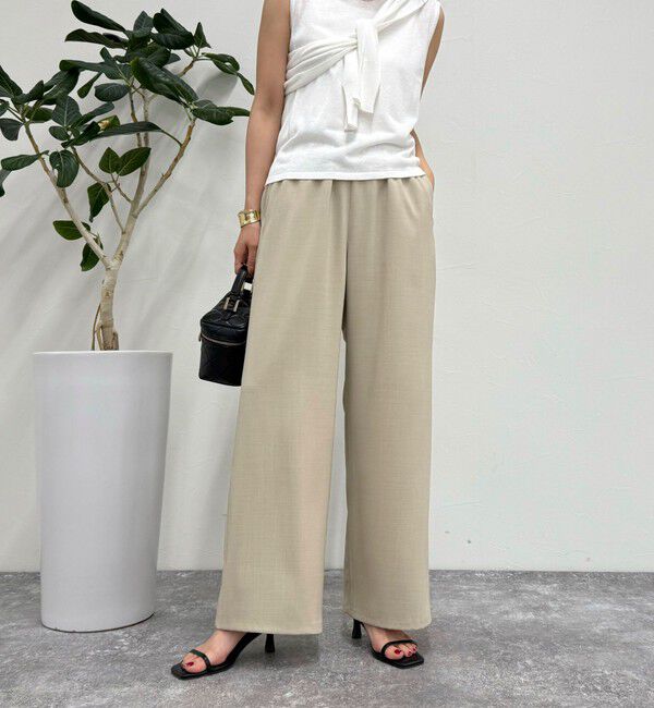 fredy emue「【低身長サイズ34有り】ドライポリイージーセミワイドパンツ」|チノ|ベージュ