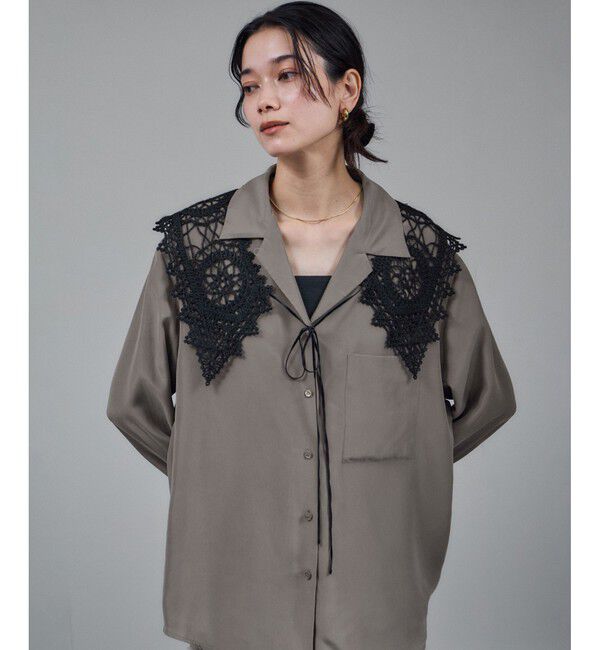 SALON adam et rope'「[25AW]GENTLE SILK オープンカラーシャツ / セットアップ対応・洗える」|シャツ・ブラウス|ブラウン系(23)