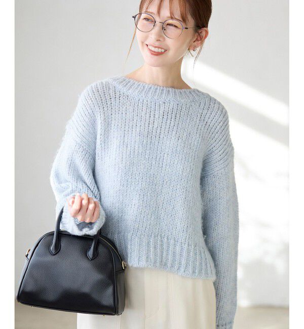 Rope&rsquo;Picnic「ラメリリーショートニットプルオーバー」|ニット・セーター|サックス